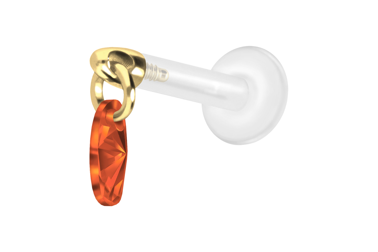 PTFE Labret Piercing mit Innengewinde + Titan-Aufsatz KRISTALLOVAL